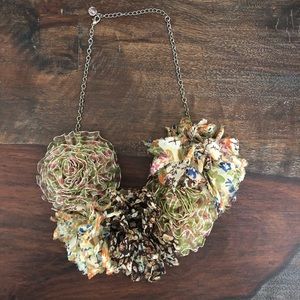 Anthropologie Fabric Pom Necklace